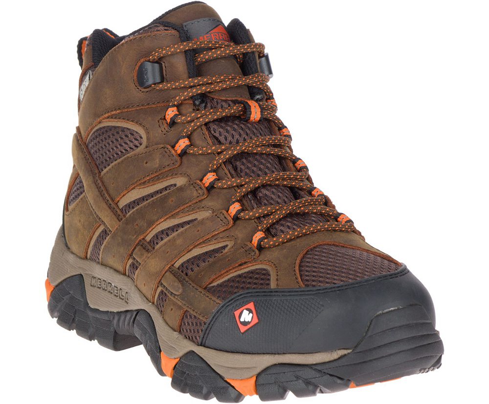 Kozaki Merrell Męskie Brązowe - Moab Vertex Mid Waterproof Sr - 362490-KTI